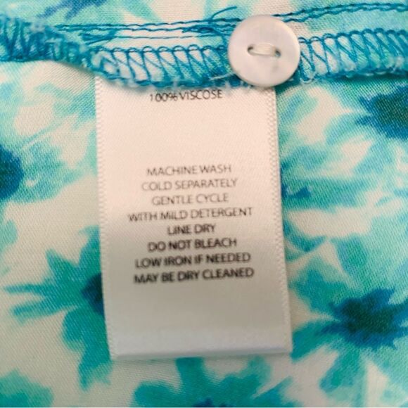 BeachLunchLounge Aqua Azetec Design 3/4 Sleeve Tunic Top Large - Picture 9 of 10